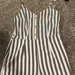 Grey and White Romper